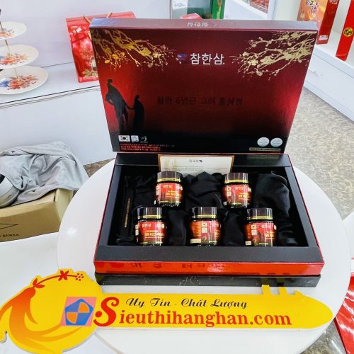 Cao hồng sâm Hàn Quốc cao cấp Chamhan hộp 5 lọ x 120g Cham han 6 years old korean red ginseng extract 1