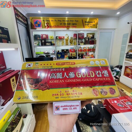 Đạm sâm nhung hươu linh chi tổng Hợp Hàn Quốc 6 Năm Tuổi 120 viên ( Hộp vàng) Korean Ginseng Gold Capsules