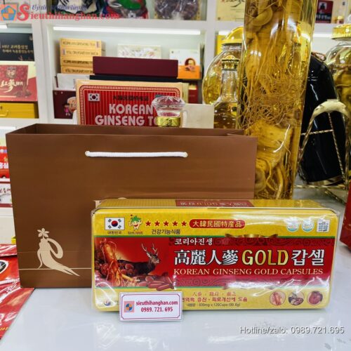 Đạm sâm nhung hươu linh chi tổng Hợp Hàn Quốc 6 Năm Tuổi 120 viên ( Hộp vàng) Korean Ginseng Gold Capsules