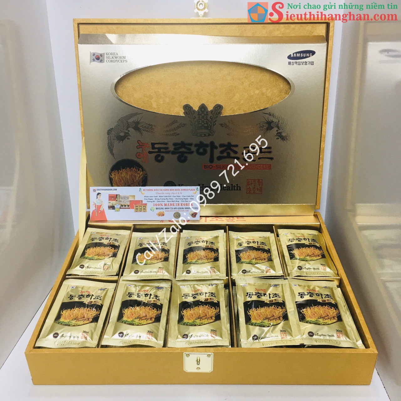 Mở Hộp Đông Trùng Hạ Thảo Nước Bio Silkworm Cordyceps 8809103750605