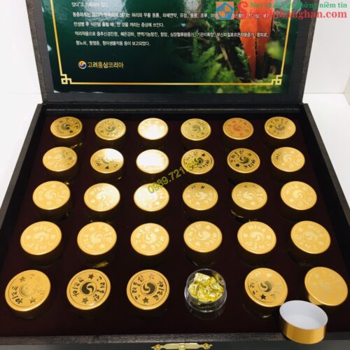 Đông Trùng Hạ Thảo Hàn Quốc Cao Cấp Hộp Gỗ Đen Con Phượng Korea Dong Chung Ha Cho Hwan 30 viên DONGCHOONGHACHO PILL GOLD6