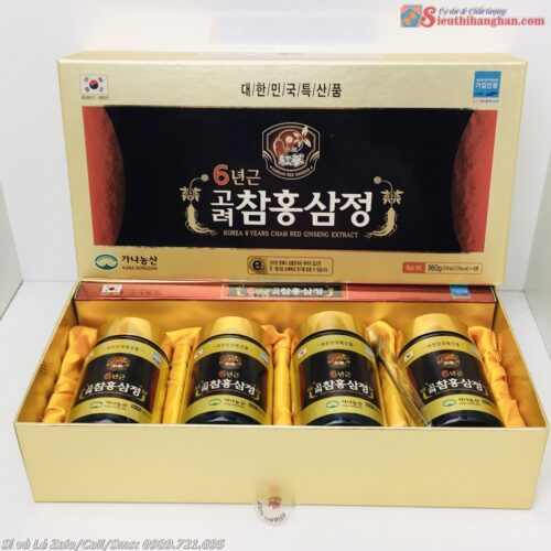 Cao Thiên Sâm Hàn Quốc 4 lọ Korea 6 Year Cham Red Ginseng Extract Liệu Pháp Tốt Cho sức khỏe6