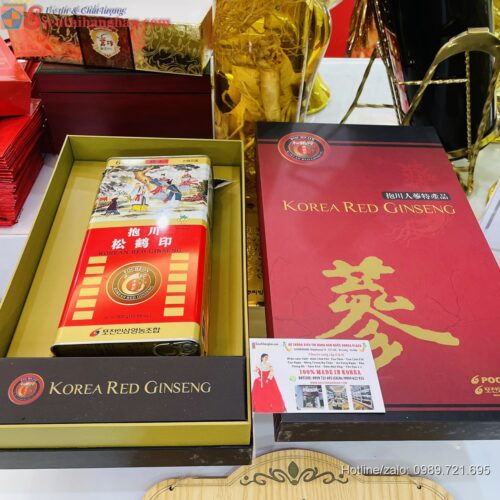 Sâm cao ly - Hồng Sâm Khô Hàn Quốc 6 năm Pocheon Korean Red Ginseng Hộp thiếc 300gr Sản Phẩm Cao Cấp (18 Củ) Hàng Nội Địa