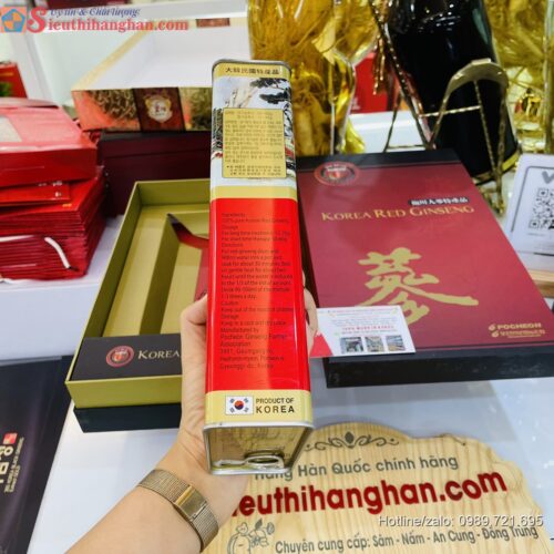 Sâm cao ly - Hồng Sâm Khô Hàn Quốc 6 năm Pocheon Korean Red Ginseng Hộp thiếc 300gr Sản Phẩm Cao Cấp (18 Củ) Hàng Nội Địa 24