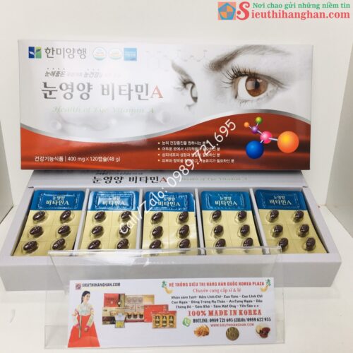 Mở hộp Viên bổ mắt HEALTH OF EYE VITAMIN A Hàn Quốc 120 viên