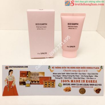 Kem Chống Nắng Eco Earth Pink Sun Cream SPF 50+ PA++++ The SAEM Cực Kỳ Hiệu Quả7