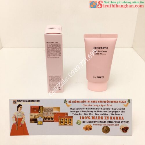 Kem Chống Nắng Eco Earth Pink Sun Cream SPF 50+ PA++++ The SAEM Cực Kỳ Hiệu Quả5