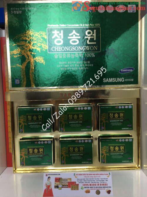 Tinh Dầu Thông Đỏ Samsung 180 Viên Hộp Xanh Chính Phủ Hàn Quốc