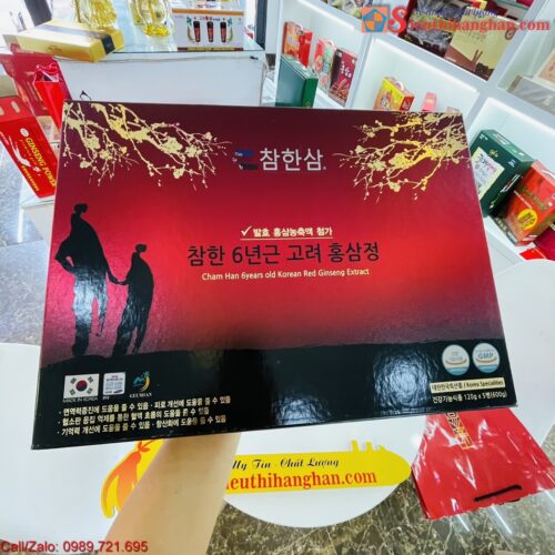 Cao hồng sâm Hàn Quốc cao cấp Chamhan hộp 5 lọ x 120g Cham han 6 years old korean red ginseng extract 1 4