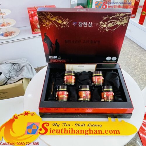 Cao hồng sâm Hàn Quốc cao cấp Chamhan hộp 5 lọ x 120g Cham han 6 years old korean red ginseng extract 18