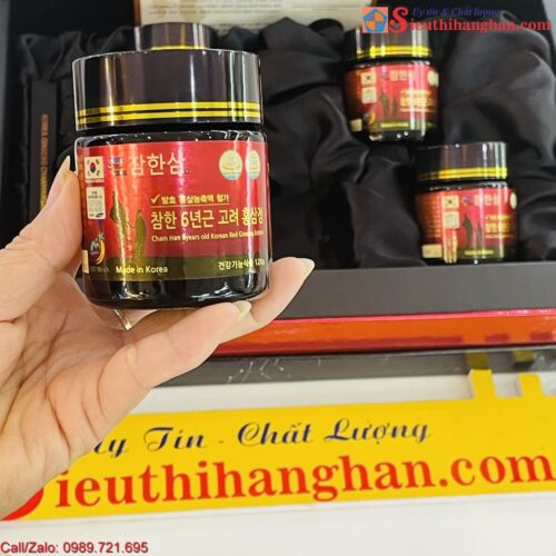 Cao hồng sâm Hàn Quốc cao cấp Chamhan hộp 5 lọ x 120g Cham han 6 years old korean red ginseng extract 19