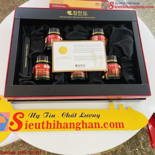 Cao hồng sâm Hàn Quốc cao cấp Chamhan hộp 5 lọ x 120g Cham han 6 years old korean red ginseng extract 1 10