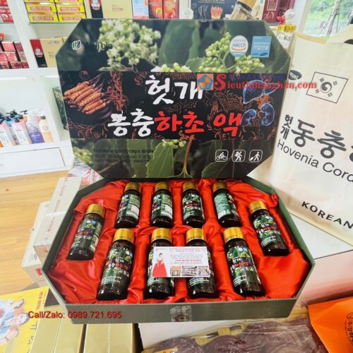 Hovenia Cordyceps Drink Well Bio Bổ Gan Đông Trùng Hạ Thảo Cao Cấp hộp nước uống 10 chai 13