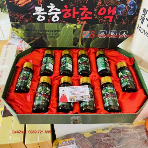 Hovenia Cordyceps Drink Well Bio Bổ Gan Đông Trùng Hạ Thảo Cao Cấp hộp nước uống 10 chai 11