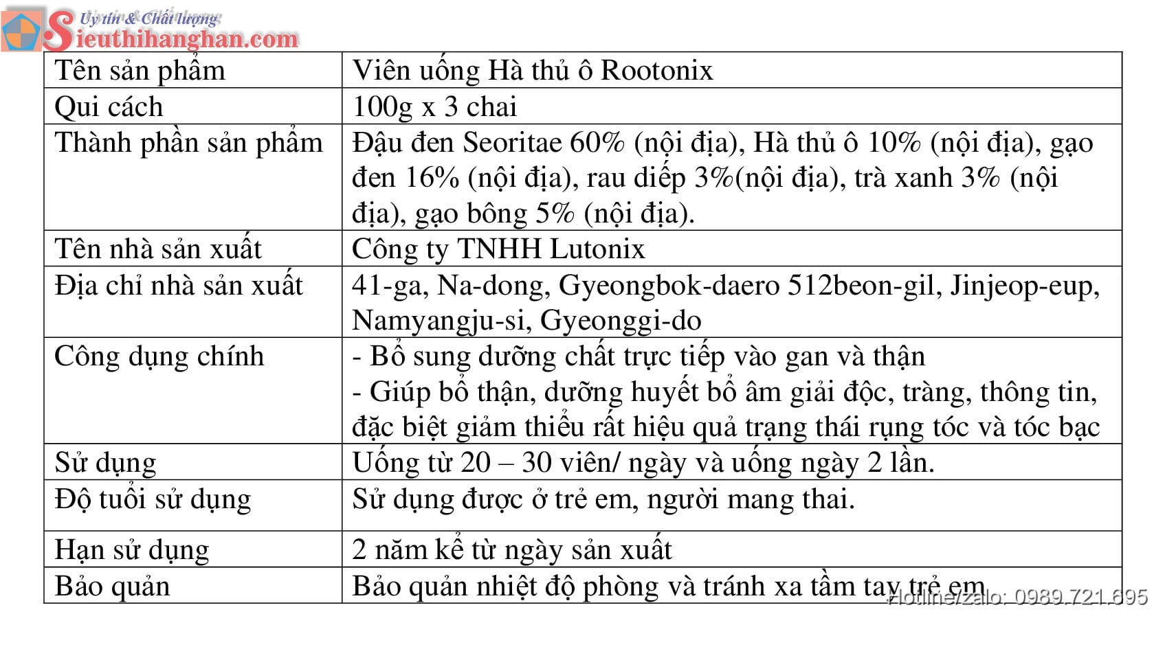 thông tin sản phẩm