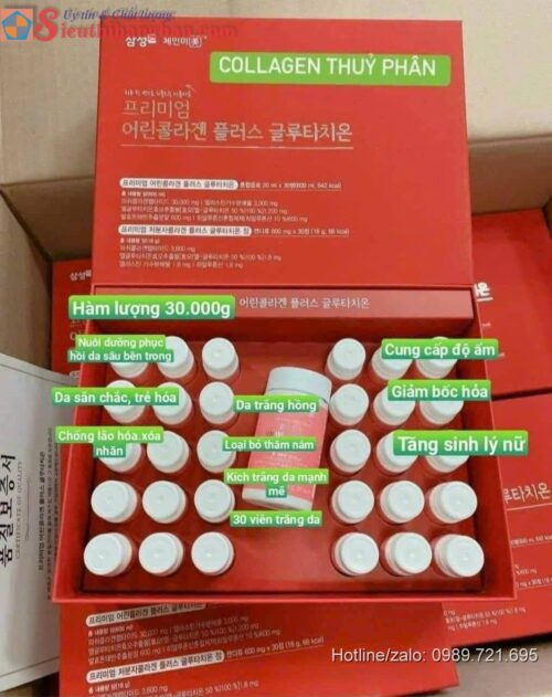 Collagen Thủy Phân Cá AIG Cao Cấp Hàn Quốc Phục hồi sắc đẹp suối nguồn tươi trẻ tặng 30 viên trắng da 1