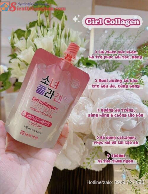 Collagen Hàn Quốc dạng nước Girl Collagen 10 gói Hồng tươi rạng rỡ dạng gói cao cấp 1