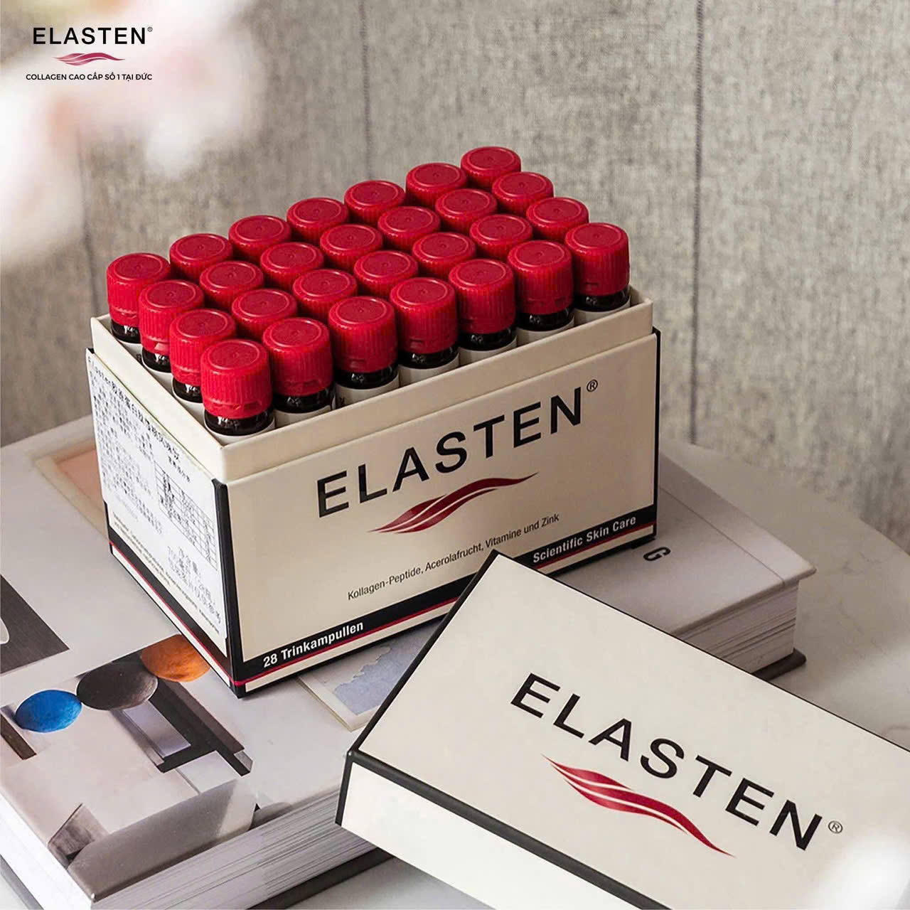 Sản phẩm Collagen Elasten số 1 tại Đức dạng nước dễ uống, hấp thu nhanh.