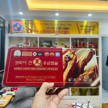 Trên tay hộp Đạm Hồng Sâm Korea Cheon Red ginseng Capsules
