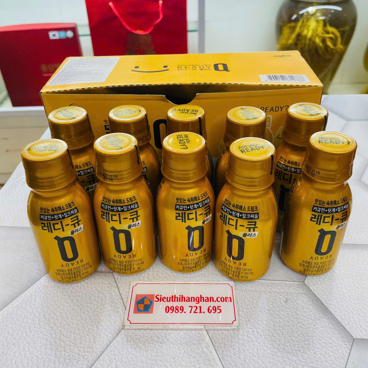 Nước giải rượu Hàn Quốc Ready Q Plus hộp 10 chai 100ml